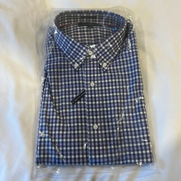 tommy hilfiger men's dress shirt regular fit non iron gingham Plain Eco Navy Blue Linen Shredded Hem Detail Round Neck Relaxed Fit Long  Sleeve Mini Dress /1-2-1-1 main image 0